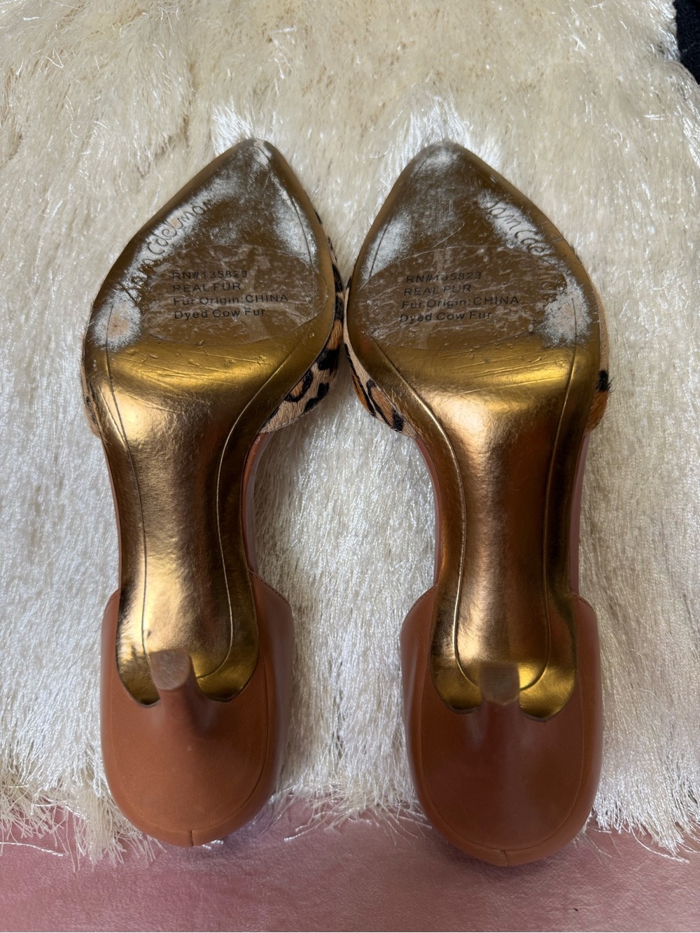 Sam Edelman Leopard Calf Hair and Brown Leather D'Orsay Pointed-Toe Heels Size 8 - Picture 3 of 12